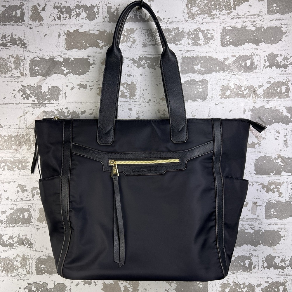 Aimee Kestenberg Sicily Large Shopper Shoulder Tote Black Nylon Purse Roomy